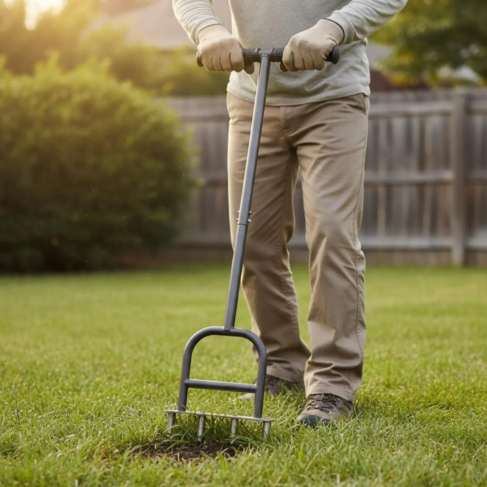 Manual Lawn Aerator Sturdy Duty Hollow Tine Aerator Lawn Coring Tool Rust-Resistant Foot Press Soil Plugger Non-Clogging Design