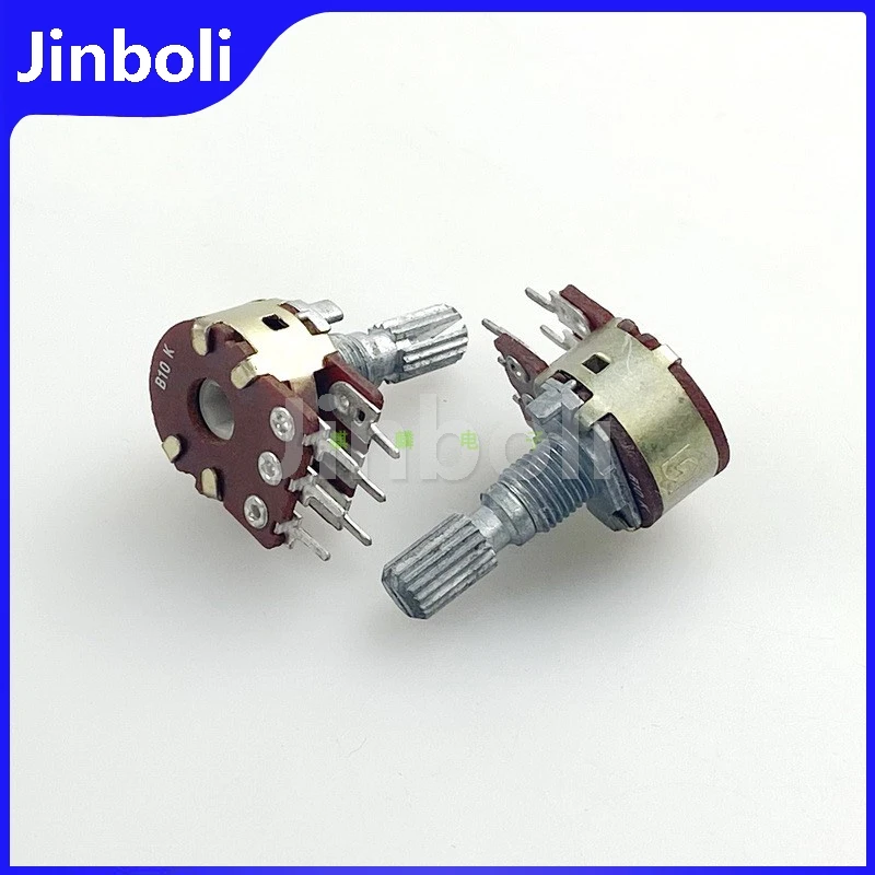 2PCS 16 Type B10K Double Potentiometer With Center Positioning 6-foot Shaft Length 20MM Volume Potentiometer