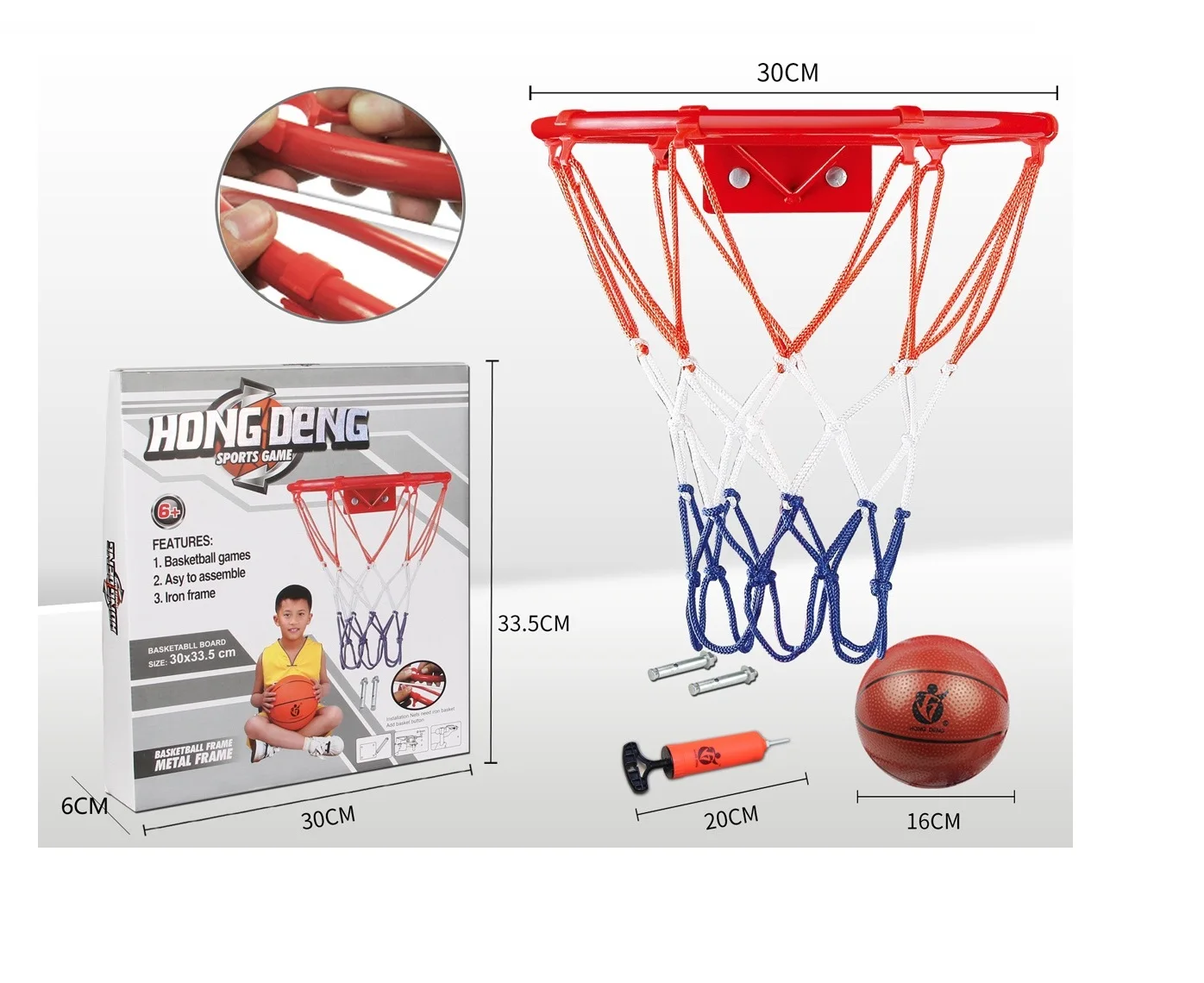 Kinder-Basketball-Set, Kunststoff-Rückwandständer, Netzsystem, lustiges Spielzeug für drinnen und draußen