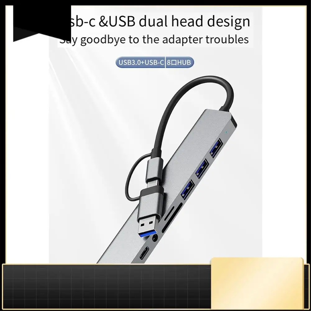 

N33R-8-In-1 Hub 4 USB Multi-Port Adapter With PD100W,SD/TF,Audio3.5, For Laptops, Tablets And Phones