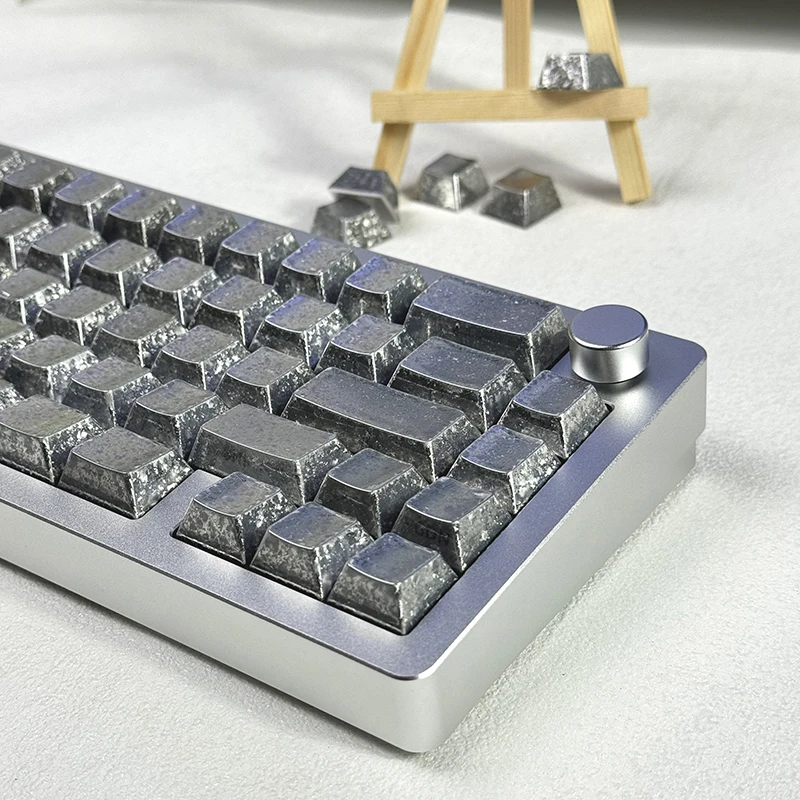 

Frost silver 97 keycap mechanical keyboard PBT side engraving metal texture wooting original factory