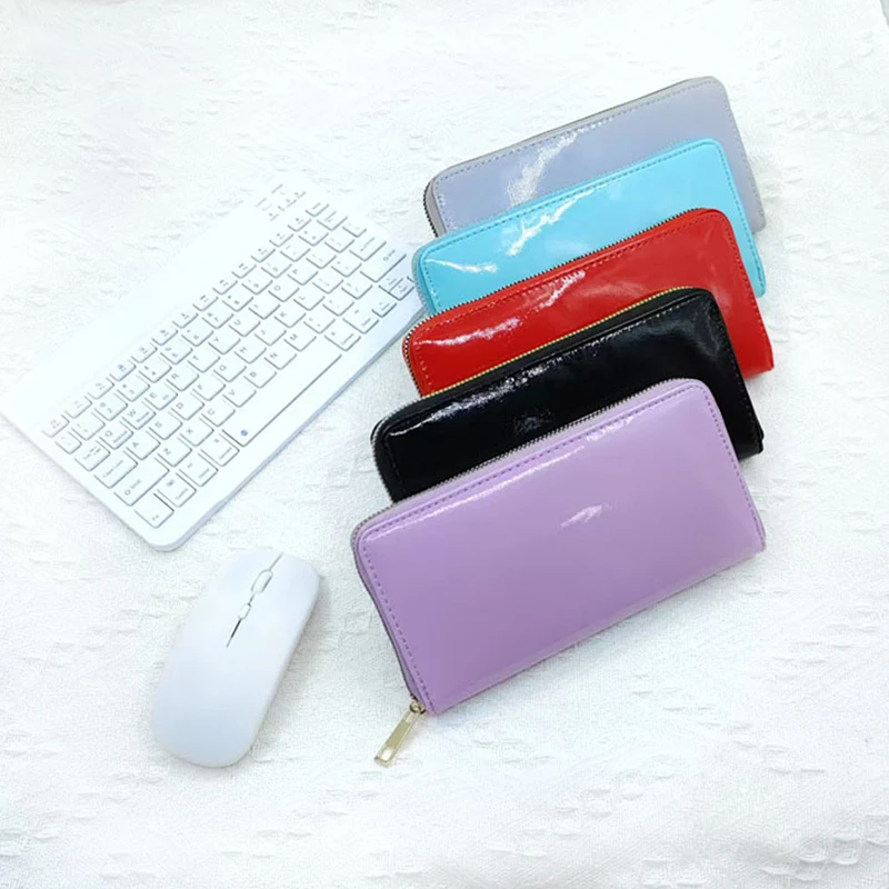 

DHL30pcs Wallets Women PU Plain Multifunctional Travel Durable Zipper Long Billfold