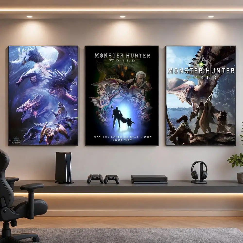 Game M-Monster Hunter Action RPG Poster HD Removable Wall Art Gift Bedroom Lounge Dorm Office Gaming Cafe Bars