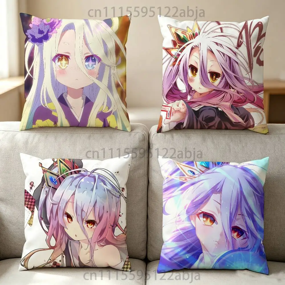 Shiro N-No Game No Life Throw Pillow Case 40x40cm Decoration DIY Square Chair Pillowcase Pad Cover