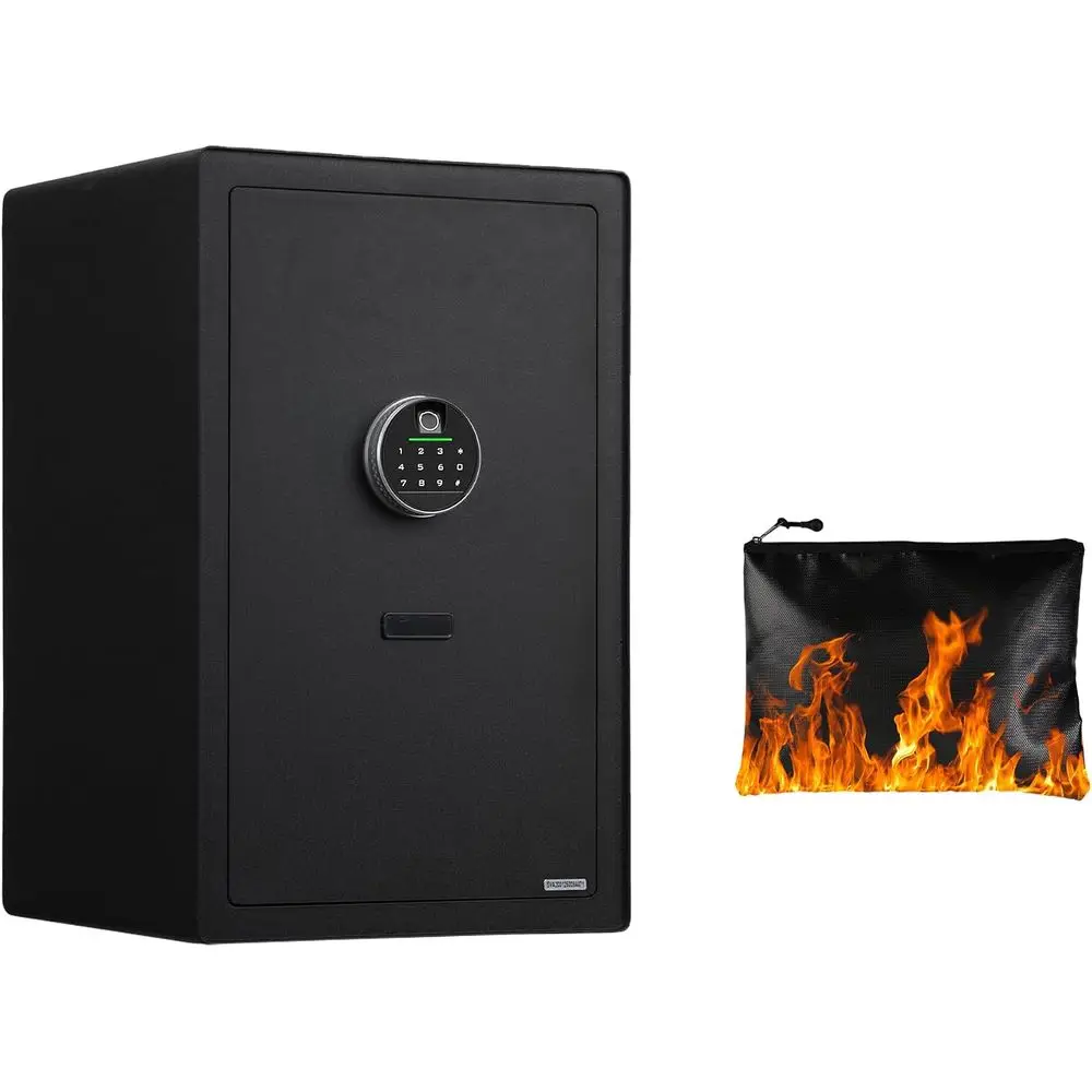 Large Home Safe with Waterproof Bag, Heavy-Duty Security, Built-In Drawer, Removable Shelf, White, Fingerprint Access