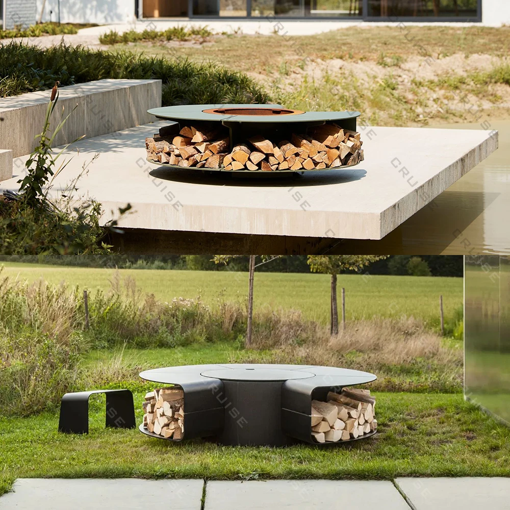 1200mm Freestanding Modern Fire Pit Large Outdoor Wood/Gas/Electric/Alcohol Stove Custom Cooking BBQ for Outdoor