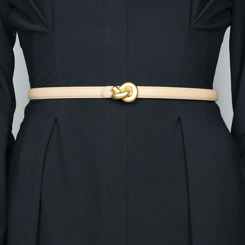 Neue Echtes Leder Frauen Mode Gürtel Hohe Qualität Metall Knoten Schnalle Bund Kummerbund Für Kleid Jeans – Detail 21