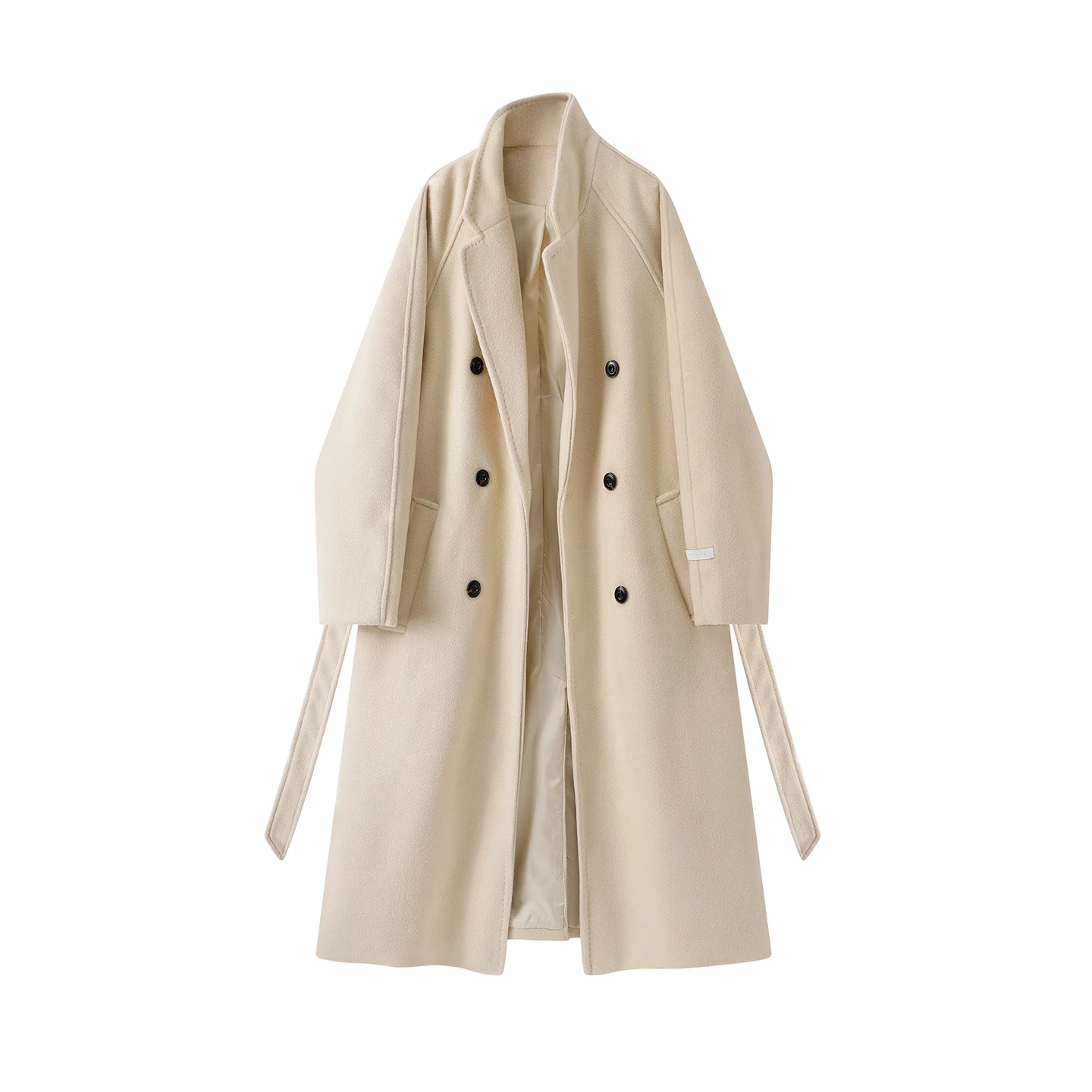 

Women Long Wool Coat Thickened Loose Fit Double Breasted Winter Wool Blend Overcoat Elegant Warm Outerwear