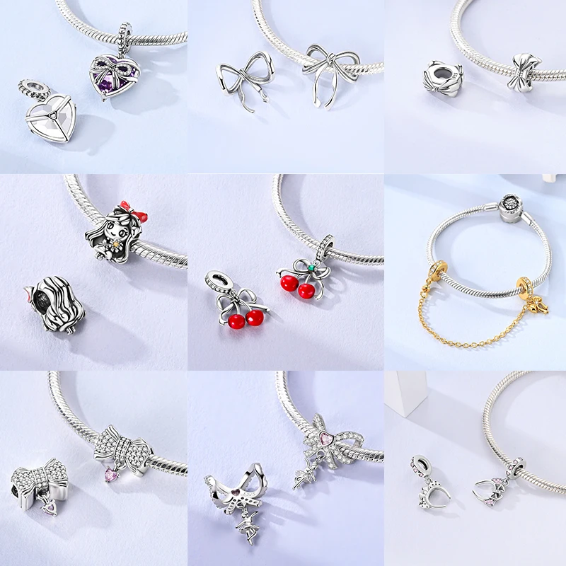 2026 Neuer 925 Sterling Silber Schleifen-Charm Herz Keltischer Knoten Perlen-Anhänger Passend für Europäische Armbänder DIY Damen Schmuck Geschenk – Detail 9