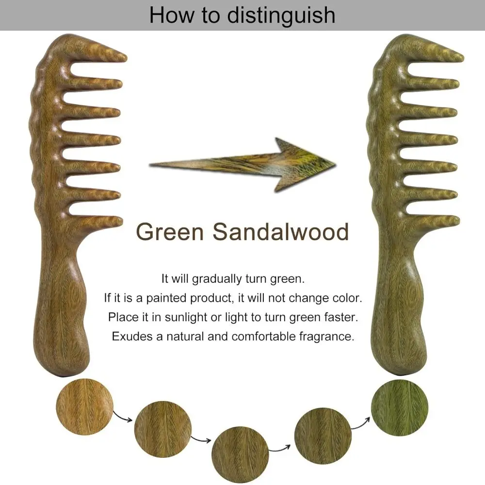 Hot Thicken Wooden Wide Tooth Comb Natural Large Sandalwood Hair Combs Anti-static Head Scalp Massager Women and Men