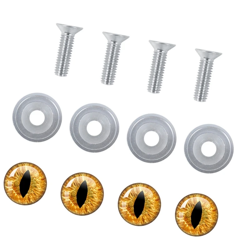 Rust Resistant Metal License Plate Fasteners with Stylish Devil Eye Detail Vehicle Enhancement for US Car & Trucks