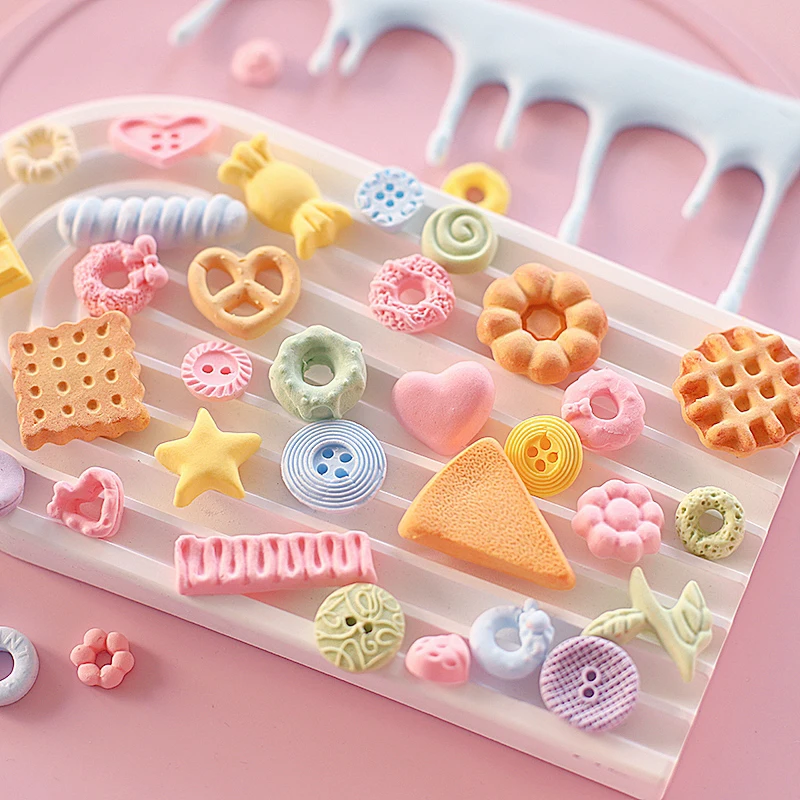 Mirosie Baking Cake Silicone Mold DIY Simulation Button Candy Cheese Bread Love Heart-shaped Donut Double Layer Cake Decoration