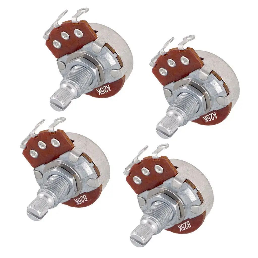 

4pcs Full Size A25K / B25K Audio Tone Volume Pots Potentiometer Dia 24mm L 18mm Shaft