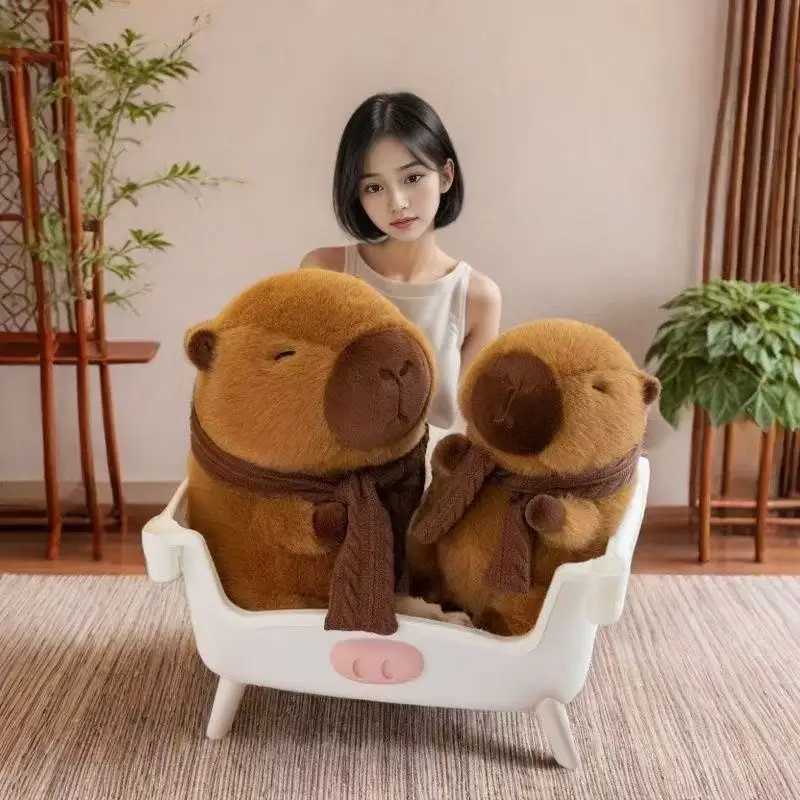 

Плюшевая игрушка-капибара 25-30 см с милым шарфом, мягкая игрушка-рыба-пухляк, кавайная игрушка-животное, подарок на день рождения для детей, детские игрушки