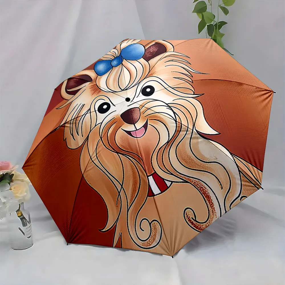 1PC Cute Dog Design Umbrella for Stylish Weather Protection Print 8 Iron Ribs Folding Umbrella Auto-Open Fashion Sunshade