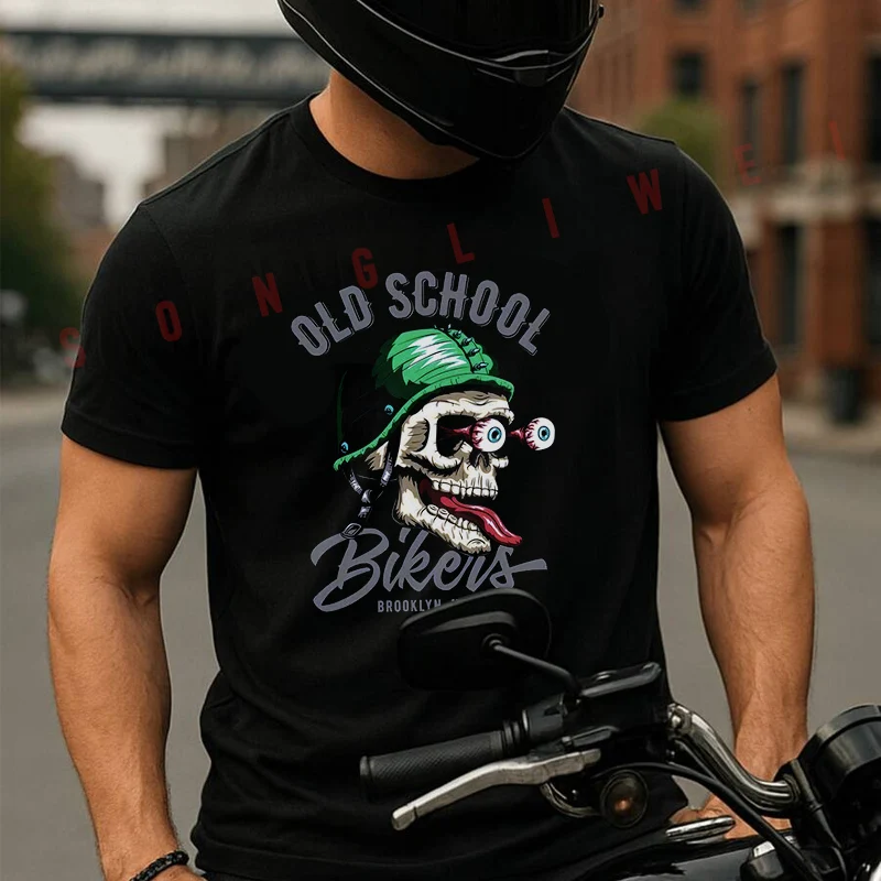 

Vintage 80s Retro Biker Graphic Moto Men's Cotton T-shirt Summer Short Sleeved Casual Basic TShirt Breathable Unisex Tops