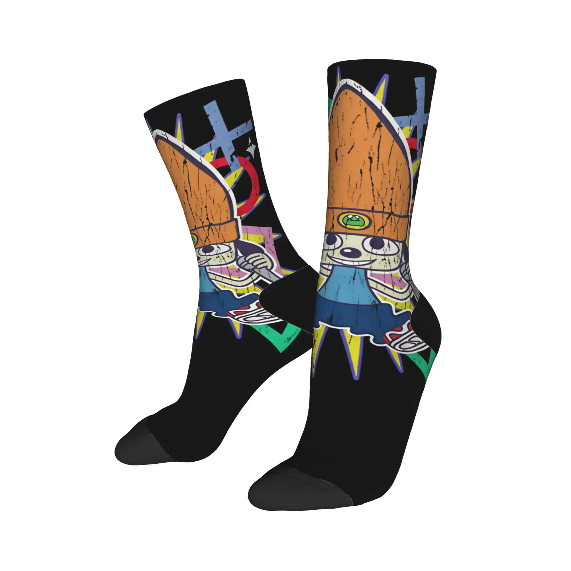 PaRappa The Rappers Socks  Design Stockings Anti Slip Men's Socks Medium Soft Spring Funny Running Sports Socks