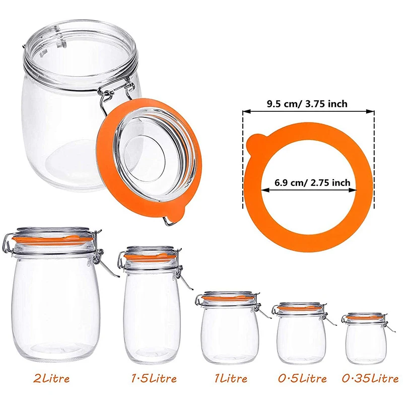 ABHI-15 Pieces Silicone Replacement Gaskets Airtight Rubber Seals Rings For Mason Canning Tank Jar Lids Sealing Ring