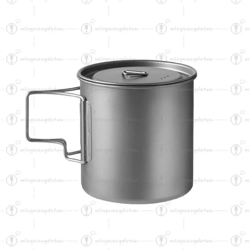 

Чашка из чистого титана для кемпинга на открытом воздухе, портативная, с крышкой и складной ручкой