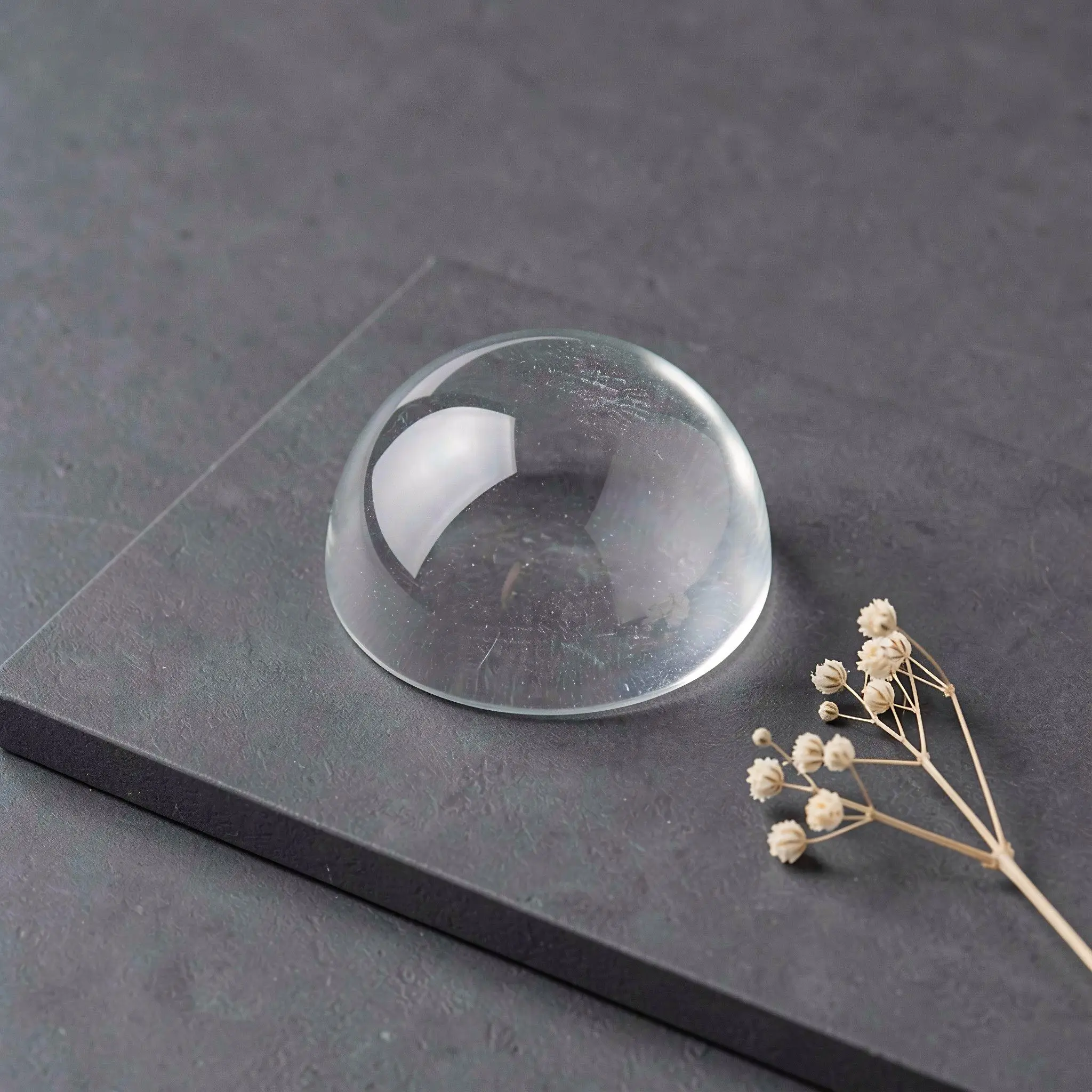 6Pcs Transparent Glass Crystal Dome Hemispheres Clear Solid Paperweights Stable Desk Ornament Minimalist Office Decoration