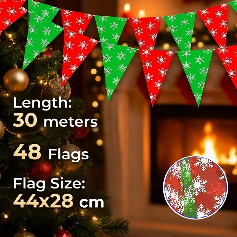 Winter Wonderland Snowflake Pennant Banner Christmas Triangle Bunting for Party Decor Birthday Garland Holiday Party Supplies