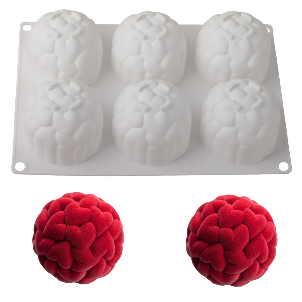 Mousse Cake Silicone Molds Splicing Heart-shaped Textured Ball Design Silicone Cake Mold Chocolate Baking Tools Kitchen Supplies