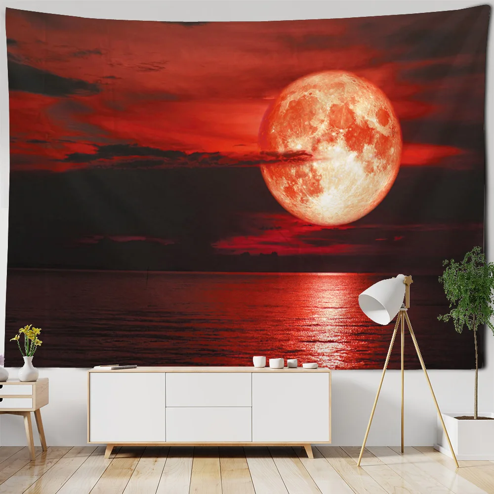 Sea Coconut Tree Tapestry Wall Hanging Bohemian Sunrise Landscape Home Decoration, Aesthetic Bedroom Living Room Decoration