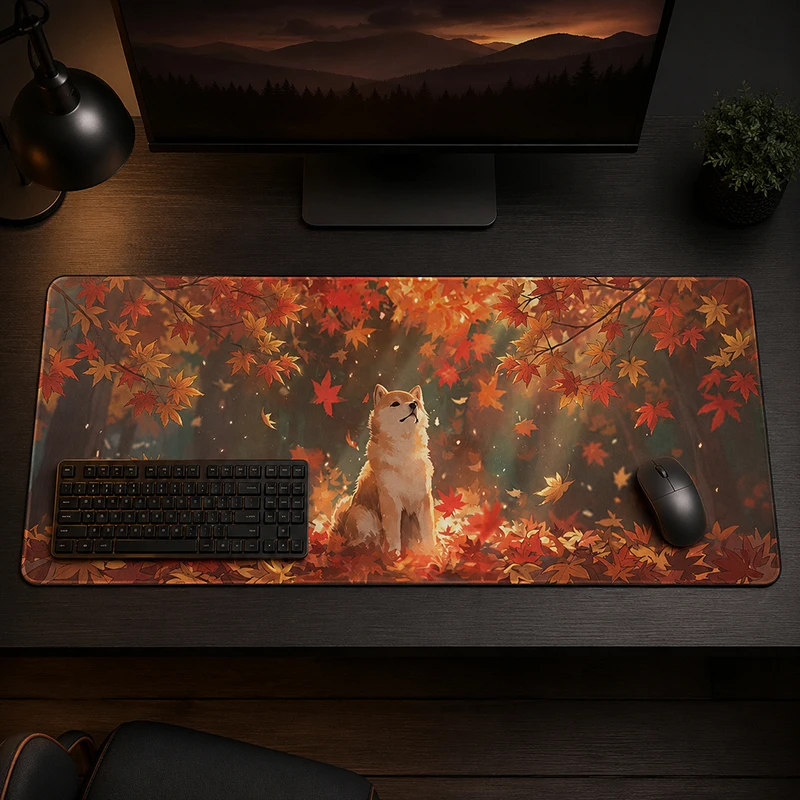 Mouse Pad Autumn Maple Forest Shiba Inu Gaming XL Large New Mousepad XXL Mouse Mat Playmat Soft Office Non-Slip Mice Pad