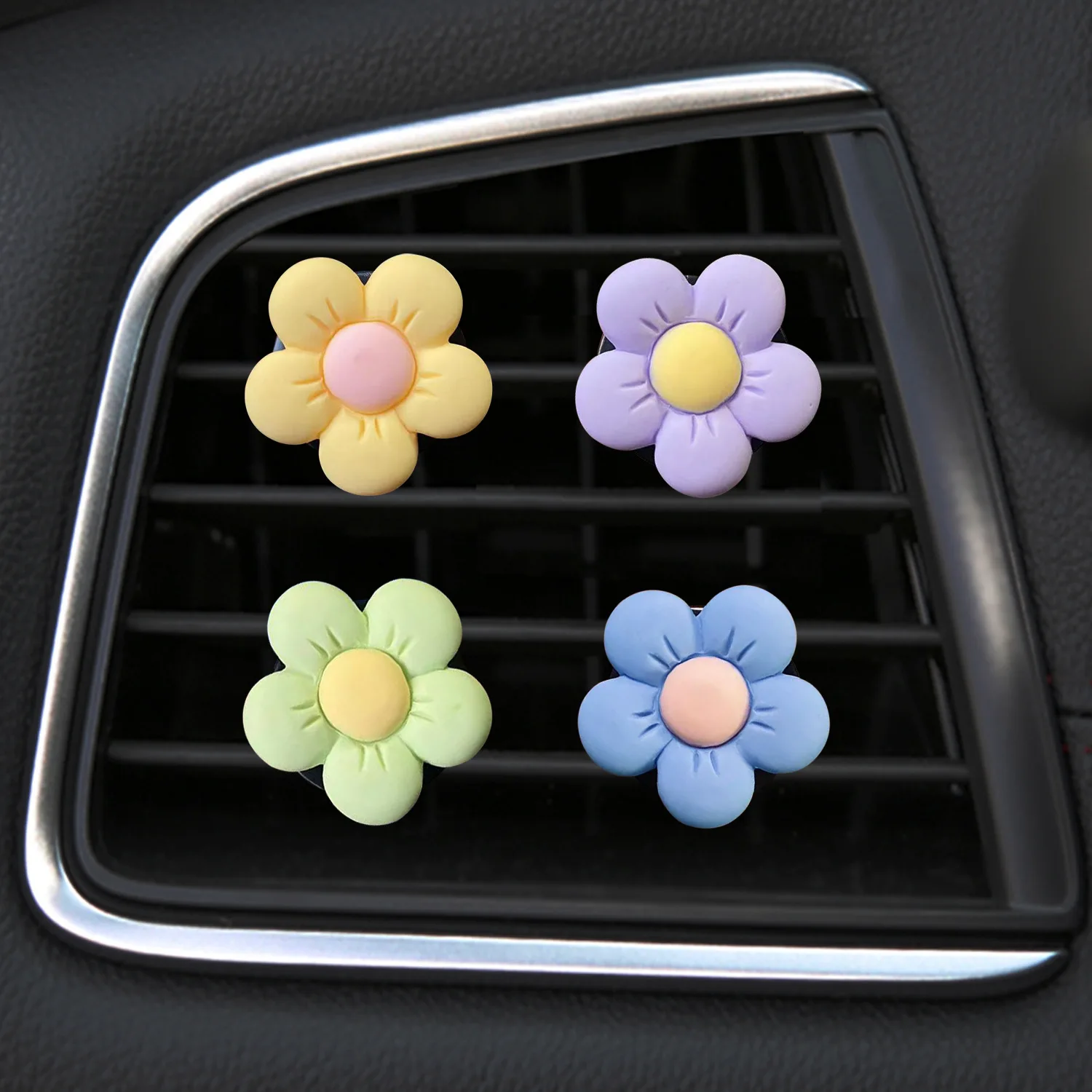 Car Decorations Accessories Cute Candy Color Flowers Car Air Conditioner Air Vent Small Flowers Personalized Interior Decoration