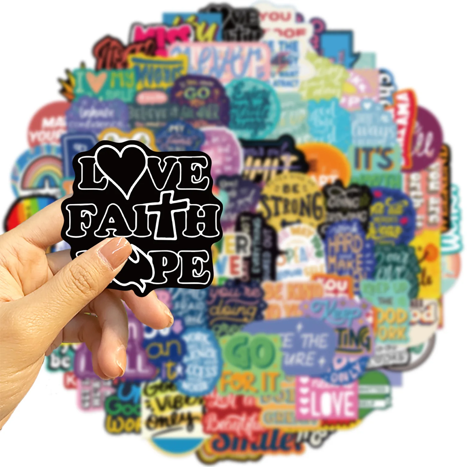 

100pcs Colorful Inspirational English Phrases Graffiti Stickers Encourage Decorate Notebook Luggage DIY Waterproof Stickers