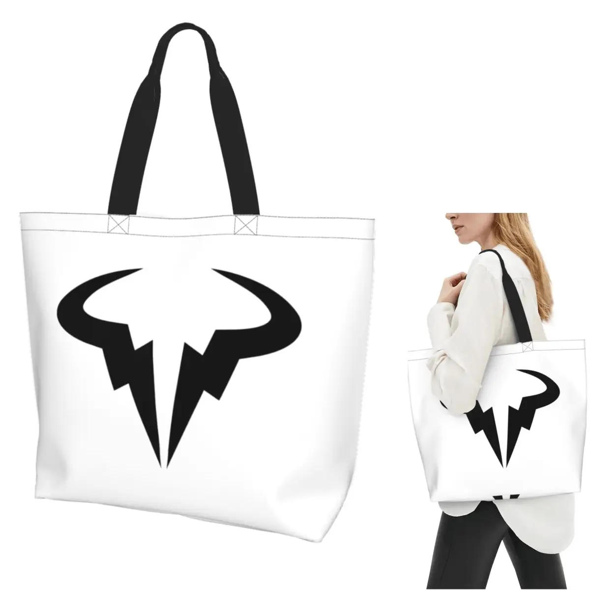 

Rafael Nadal Logo Shopping Tote Bag Canvas Large Capacity Shoulder Bags Shopper Grocery Handbag for Women