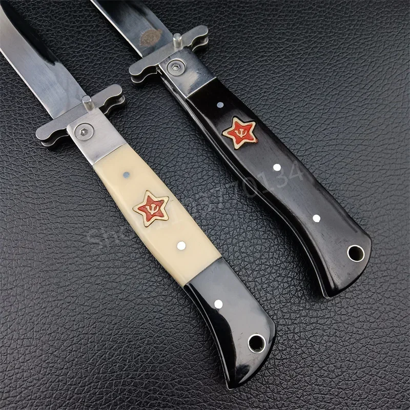 Russian Finka NKVD (KGB) EDC Folding Knife 440C Mirror Finish Blade Resin Handle Outdoor Manual Tactics Pocket Knives Multi Tool