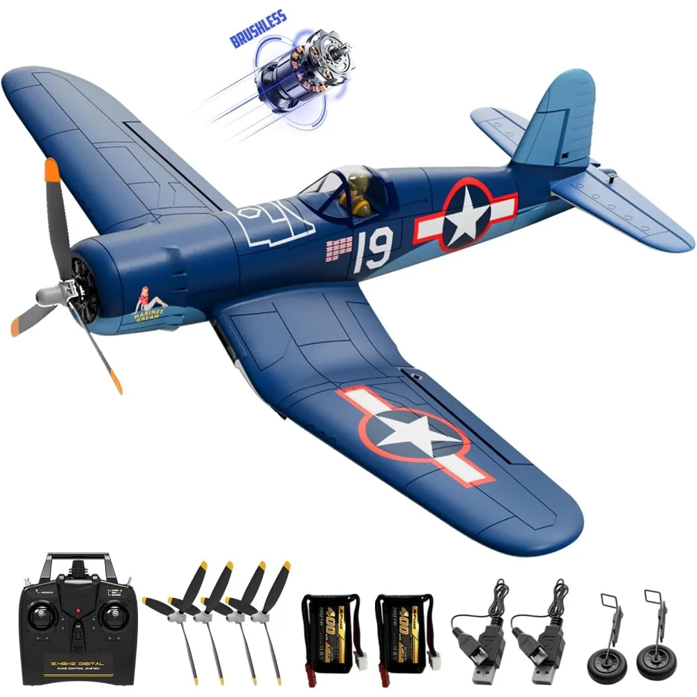 Avión RC sin escobillas de 4 canales: F4U Corsair 500 mm con acrobacia aérea 3D, estabilizador XPilot y 3 modos de vuelo