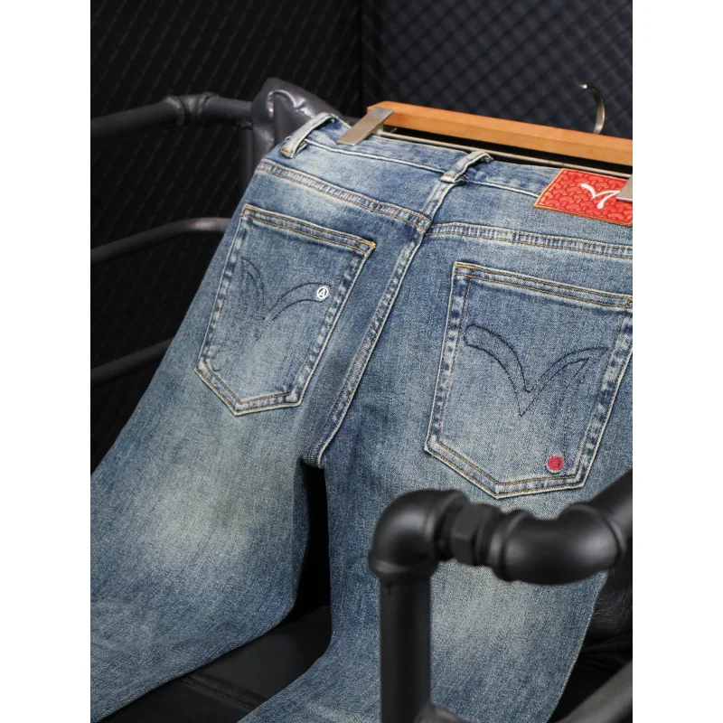Retro Nostalgic High-Grade Jeans Men's Slim Straight High-End Affordable Luxury Fashion All-Matching Stretch Pants