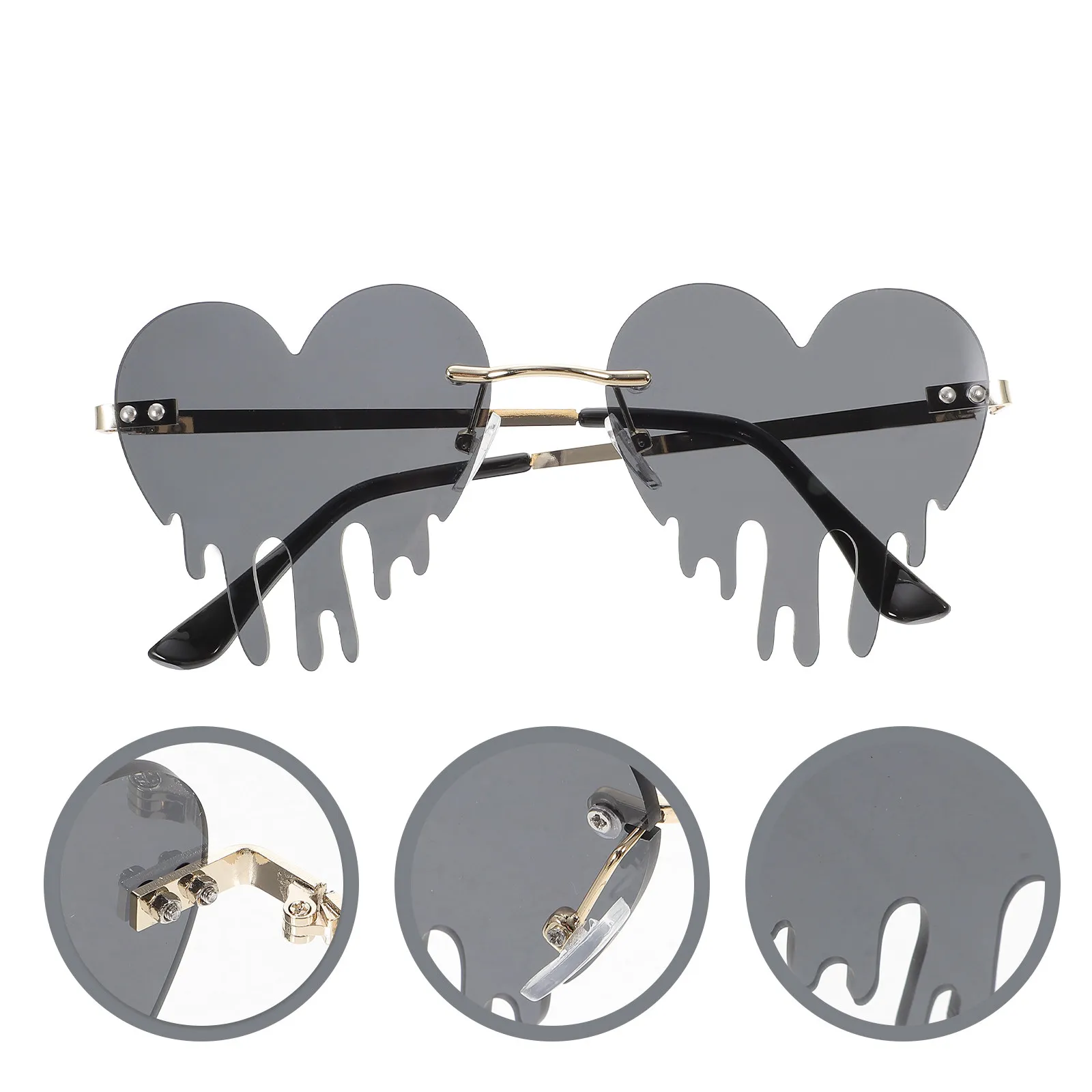Heart Sunglasses Dripping Heart Shaped Frameless Sunglasses Women Lightweight Cool Party Glasses Colorful Festival Eyewear