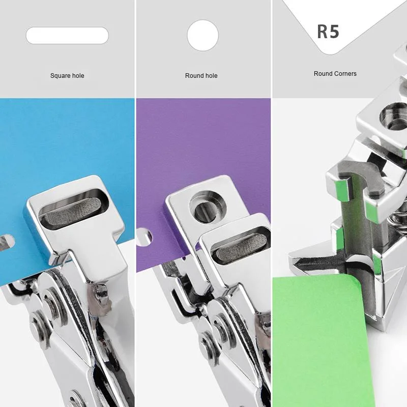 3-in-1 Membership Card Paper Puncher Plastic Metal Round Square Hole Punch Pliers Corner Rounder with Hole Puncher for Cards