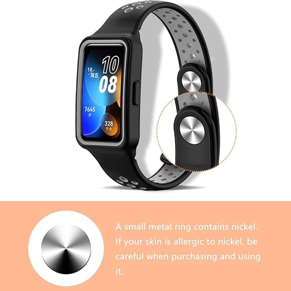 Sport Silicone Strap For Huawei Band 8 7 Smart Watch Replacement Wristband Correa Bracelet Breathable Strap For Huawei Band 8 6