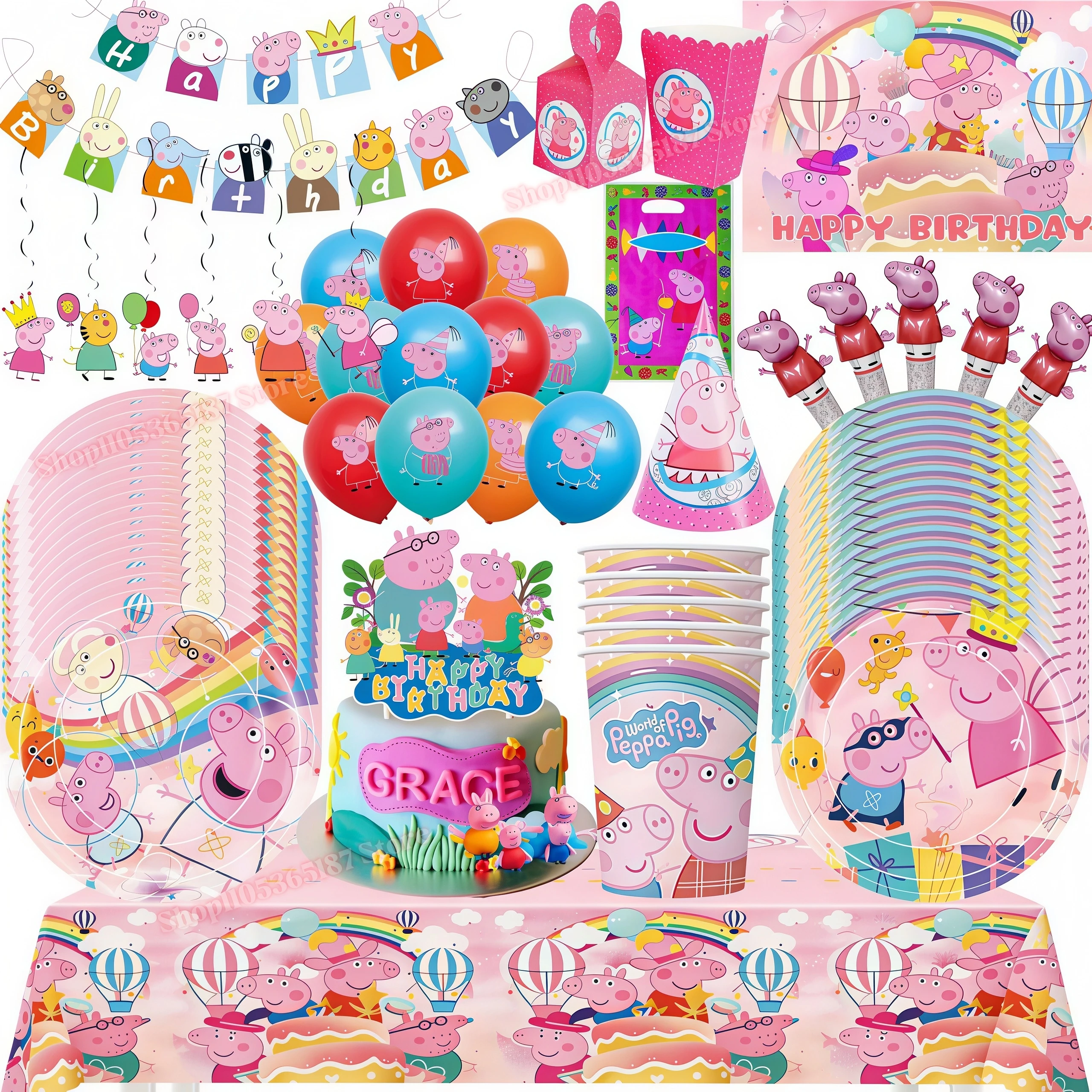 Decoración de Fiesta de Cumpleaños de Peppa Pig, Plato y Vaso con Diseño de George, Artículos para Eventos Infantiles, Regalo para Niñas, Artículos para Baby Shower