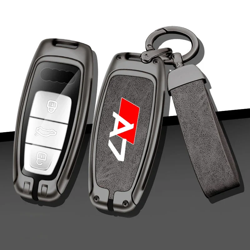 

Zinc Alloy Leather Car Remote Key Cover Case Holder Shell for Audi A7 c8 4g Protection KeyChain Keyless Car-Styling Accessories