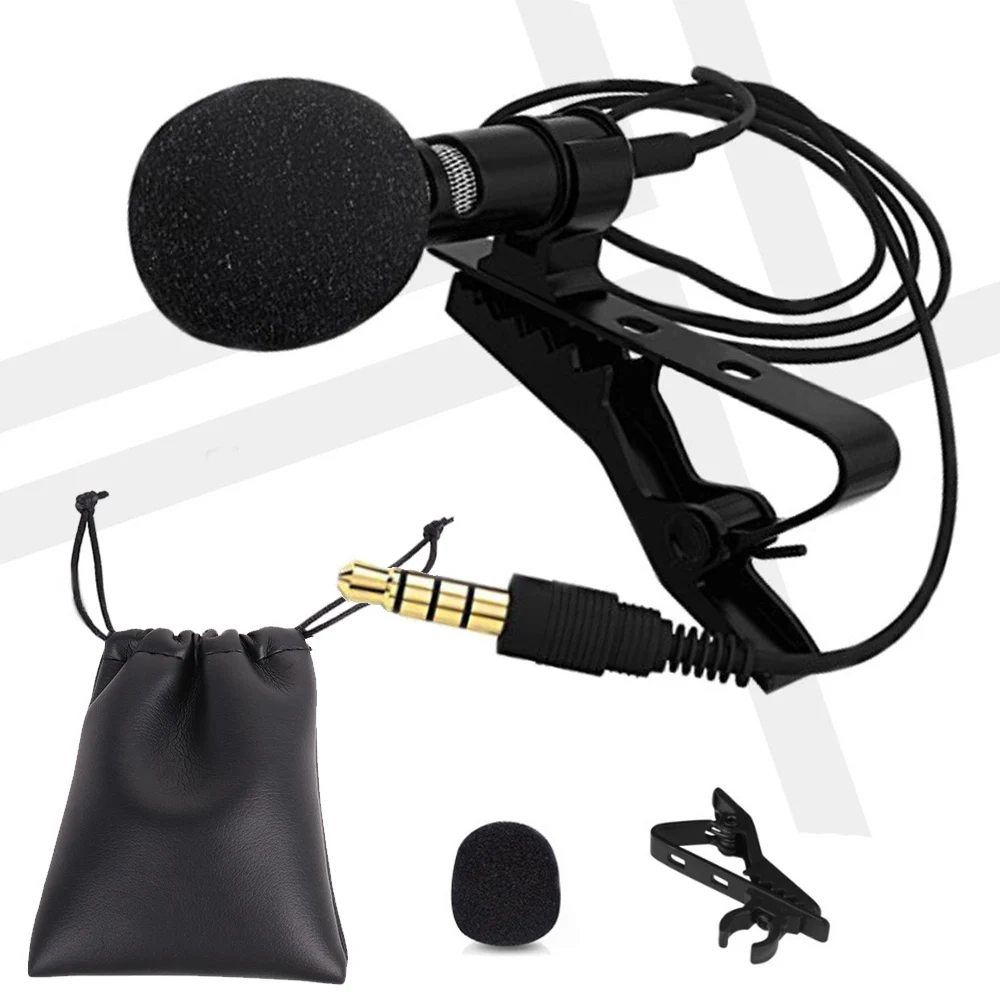 PC / Phone / Camera Mini Microphone Lapel Lavalier Mic Portable External Buttonhole Microphones for iPhone Laptop Computer 1.5m