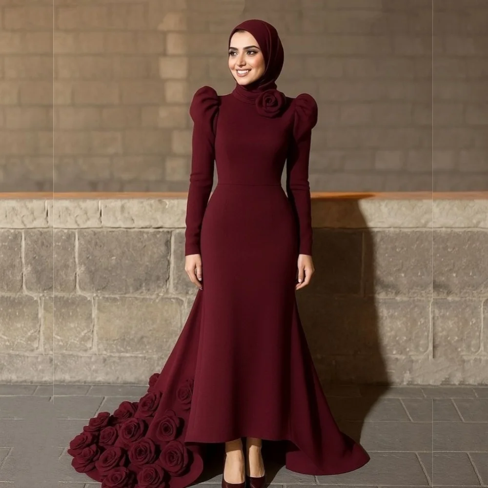 

Элегантное вечернее платье с длинными рукавами на заказ, с аппликацией, фасон «труба», асимметричное (Hi-Lo), для особых случаев, вечеринок, нарядное, изысканное