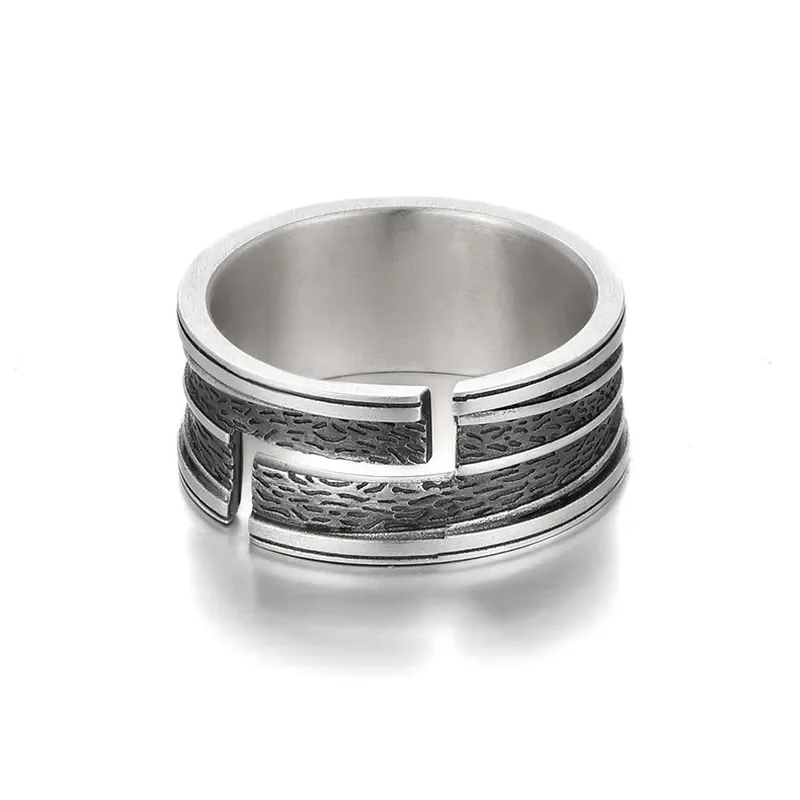 Vintage Crown Ring Men Trendy Hip Hop Cold Wind Open Index Finger Ring Imitation Thai Silver Old Style Single Band Jewelry