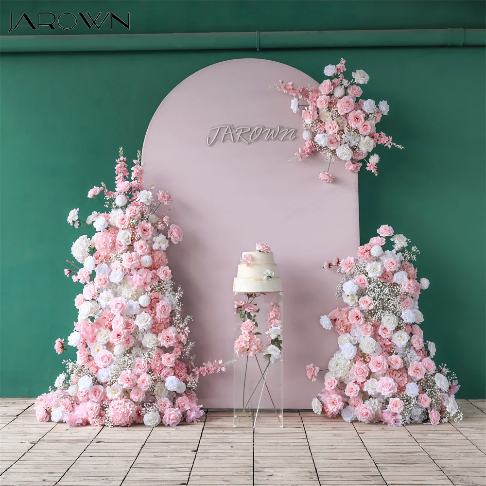 Luxury Pink White Series Rose Baby Breath Artificial Flowers Arrangement for Birthday Party Backdrop Decor Props Wedding Floral
