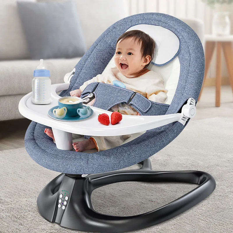 Baby Electric Rocking Chair Dining Chair 2-in-1 Dining Plate Removable Alloy Intelligent Induction Sleeping Rocking Chair