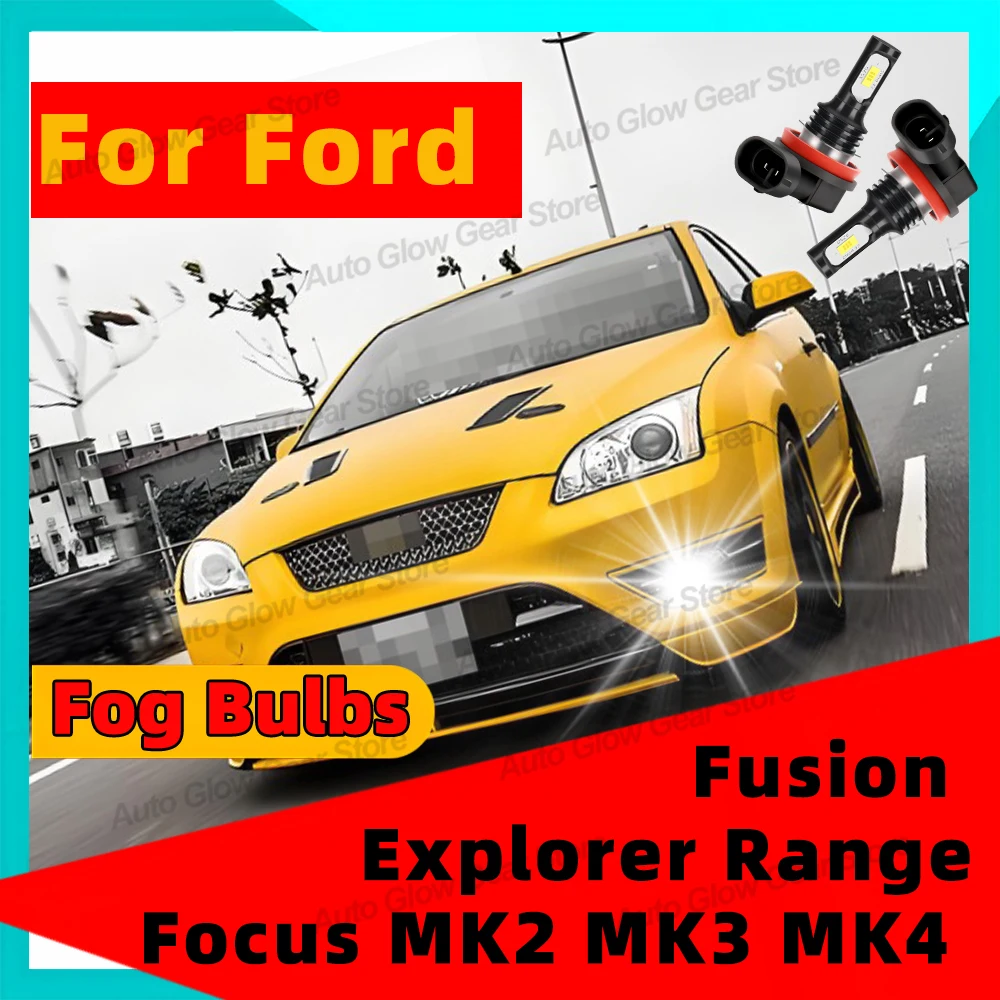 2x Auto LED Fog Lamp Bulbs 3570 CSP 6000K For Ford Fusion Focus MK2 MK3 MK4 Mondeo Explorer Ranger Flex Transit Connect C-Max