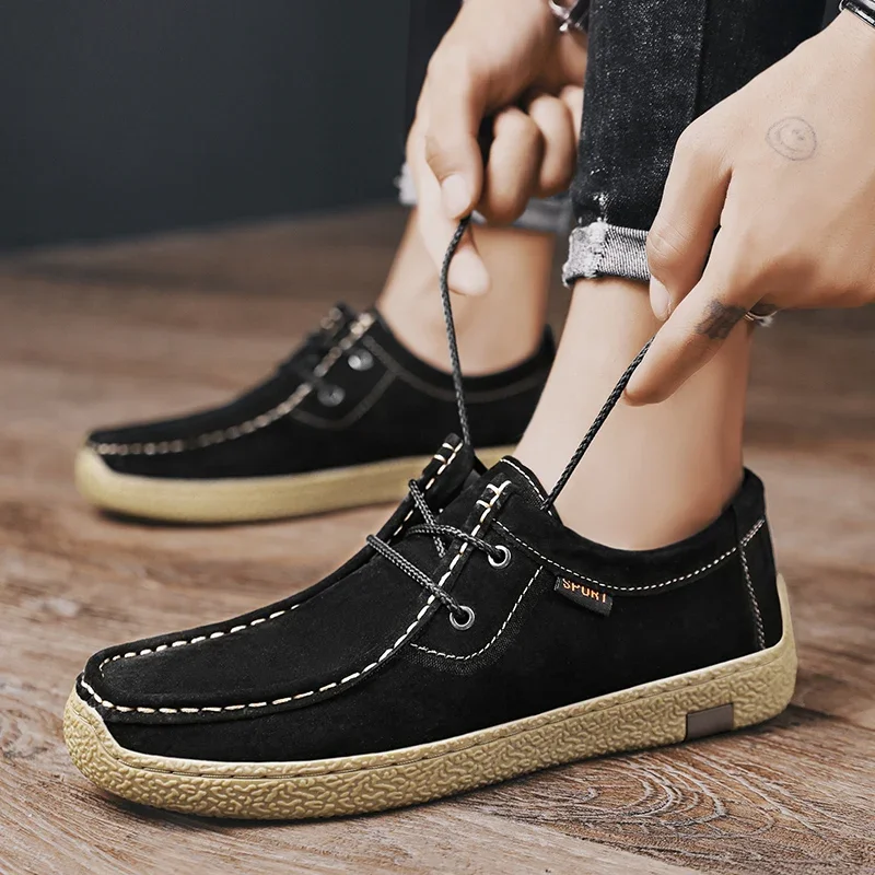 2026 New Fashion Loafers Comfortable Flat Handmade Retro Leisure Lace Up Snail Shoes Brand Men Casual Shoes Breathable Sneakers