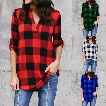 Plaid V-Neck Summer Tee 1