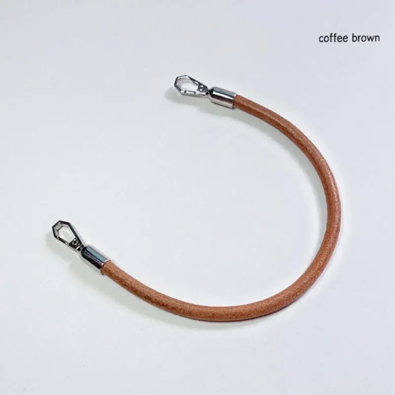 Bag Accessories Genuine Leather Handle Strap 6MM Round Cord DIY Replacement Shoulder Crossbody Bronze Clasp Multiple Lengths