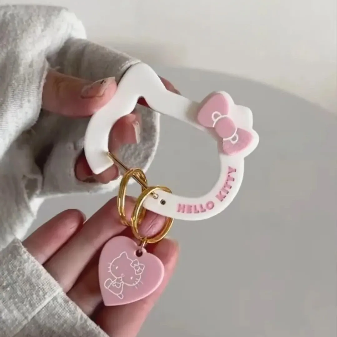 Hello Kitty Sanrio Series Cute Kt Cat Melody Carabiner Bag Pendant Keychain Anime Kawaii Girls Kids Keyring Toy Gifts Decor view 4