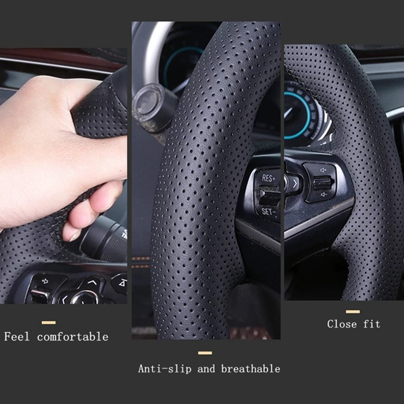 Juste de volant de voiture en cuir microcarence personnalisée, respirante non ald, adaptée pour Chevrolet Malibu XL 2015-2019, Equinox 2017-2019